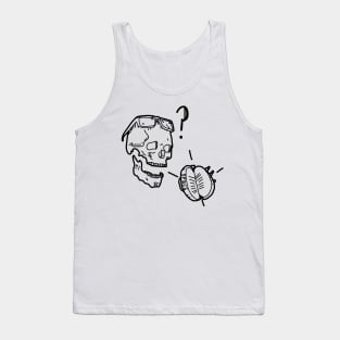 Where are my glasses?! Skull with glasses and glasses case, tattoo style design Tank Top